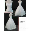 custom made Strapless sweetheart bridal apparel with petal flowers and pleated bodice